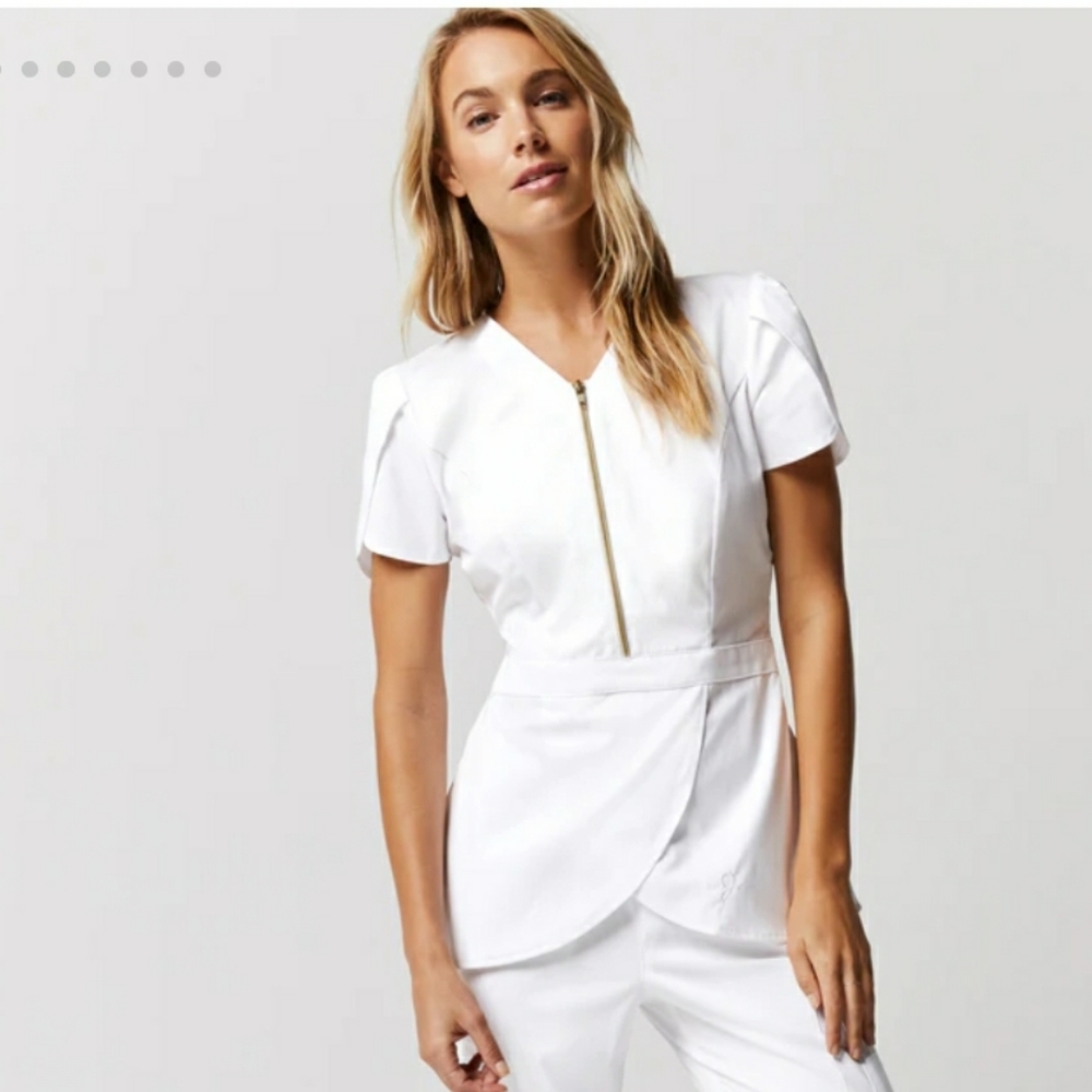 White scrub top